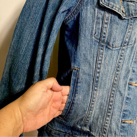 LEVIs Jean Trucker Blue Denim Buttoned Jacket Womens Medium - Picture 12 of 16